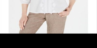 Top feminino bordado com franjas Charter Club, branco, tamanho grande