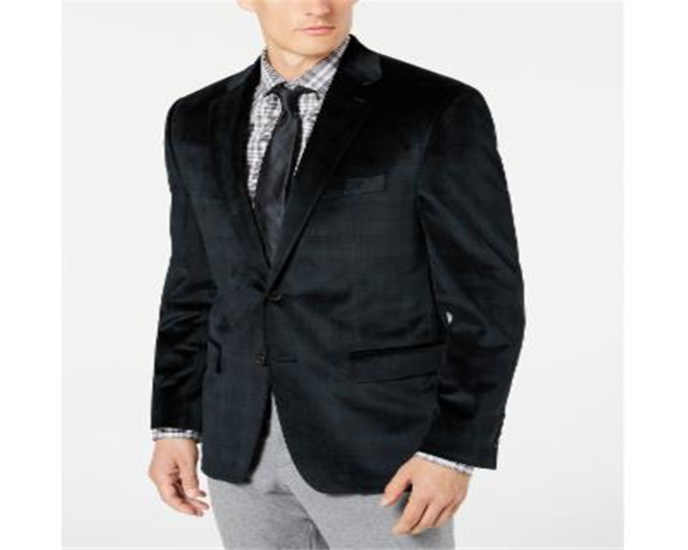 Ralph Lauren Masculino Classic Fit UltraFlex Stretch Xadrez Veludo Esportivo Preto Tamanho 42