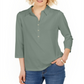 Camisa polo feminina Charter Club Supima Cotton manga 3/4, verde, tamanho X-S