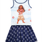 Conjunto de 2 peças de blusa regata e saia estampada Moana da Disney para meninas, tamanho azul -6X