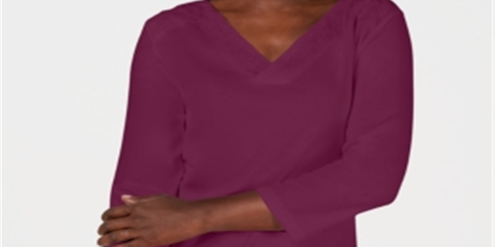 Karen Scott Top Feminino com Acabamento em Ilhós Vermelho Tamanho Grande