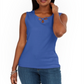 Regata feminina Karen Scott com três buracos e tachas, azul, tamanho GG