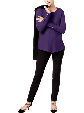 Suéter feminino Alfani com gola alta canelada, roxo, tamanho GG