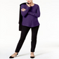 Suéter feminino Alfani com gola alta canelada, roxo, tamanho GG