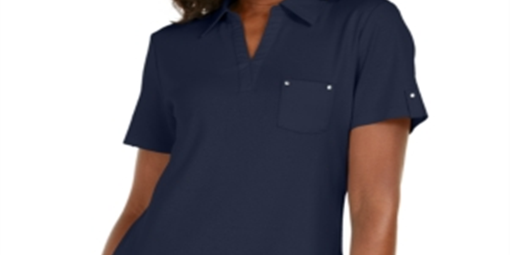 Camisa polo feminina Karen Scott azul tamanho pequeno