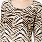 JM Collection Blusa feminina estampada com manga 3/4, marrom, tamanho pequeno, médio