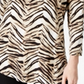 JM Collection Blusa feminina estampada com manga 3/4, marrom, tamanho pequeno, médio