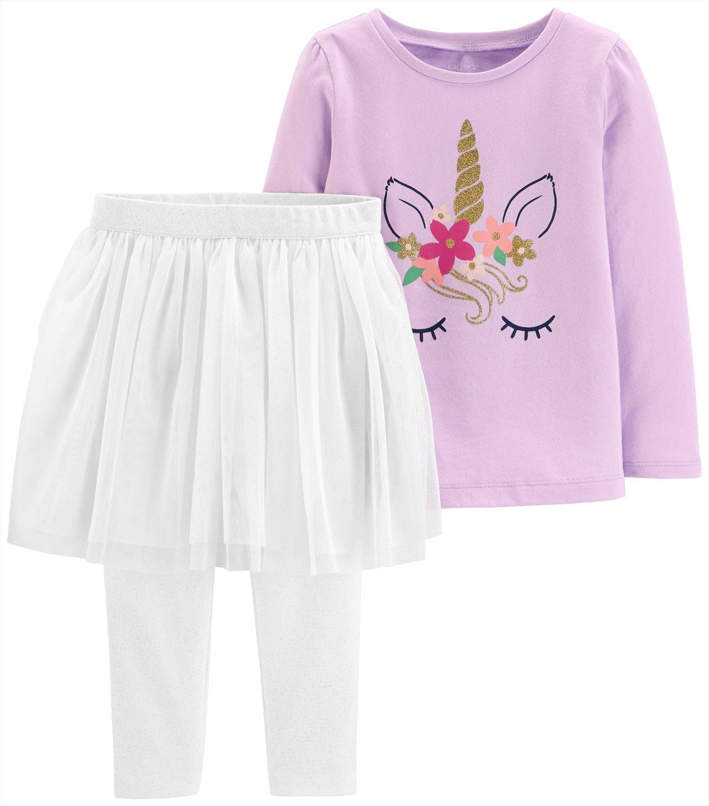 Conjunto de 2 peças de camiseta e leggings tutu Carter's Baby Girl, roxo, tamanho 9MOS