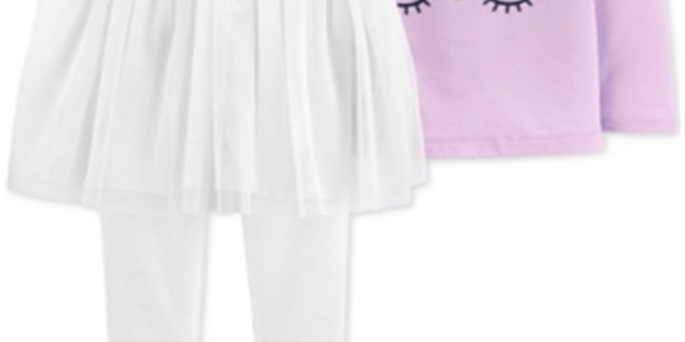 Conjunto de 2 peças de camiseta e leggings tutu Carter's Baby Girl, roxo, tamanho 9MOS