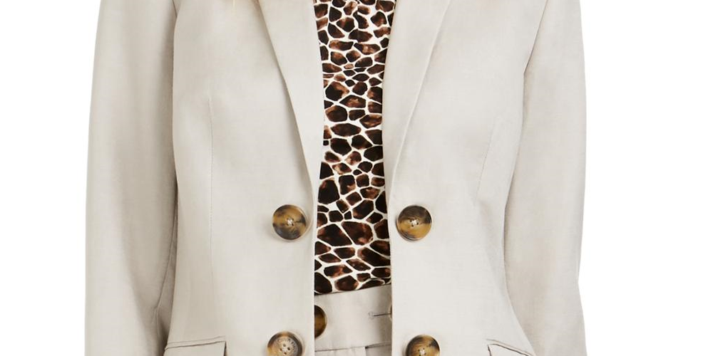 Calvin Klein Blazer Feminino Aberto Frente Bege Tamanho 6