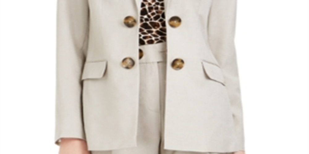 Calvin Klein Blazer Feminino Aberto Frente Bege Tamanho 6
