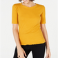 Blusa feminina Maison Jules com decote redondo e mangas curtas Golden Poppy, tamanho XXL