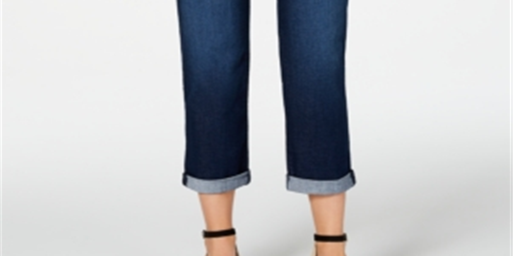 Calça jeans estilo boyfriend feminina, estilo curvy fit, azul, tamanho 18