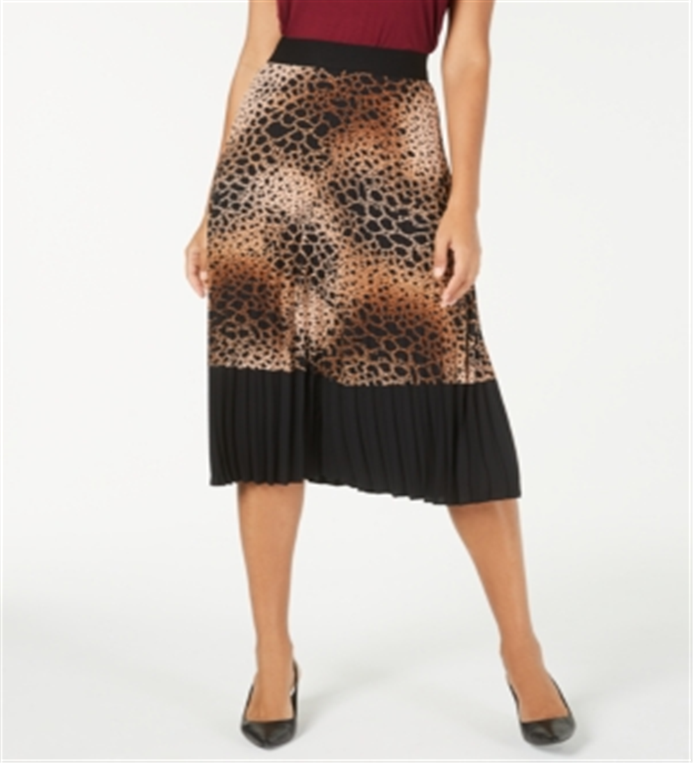Saia MIDI plissada estampada feminina Alfani marrom tamanho pequeno pequeno