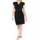 Vestido cruzado de malha feminino Charter Club com manga curta, preto, tamanho 2XL