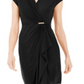 Vestido cruzado de malha feminino Charter Club com manga curta, preto, tamanho 2XL