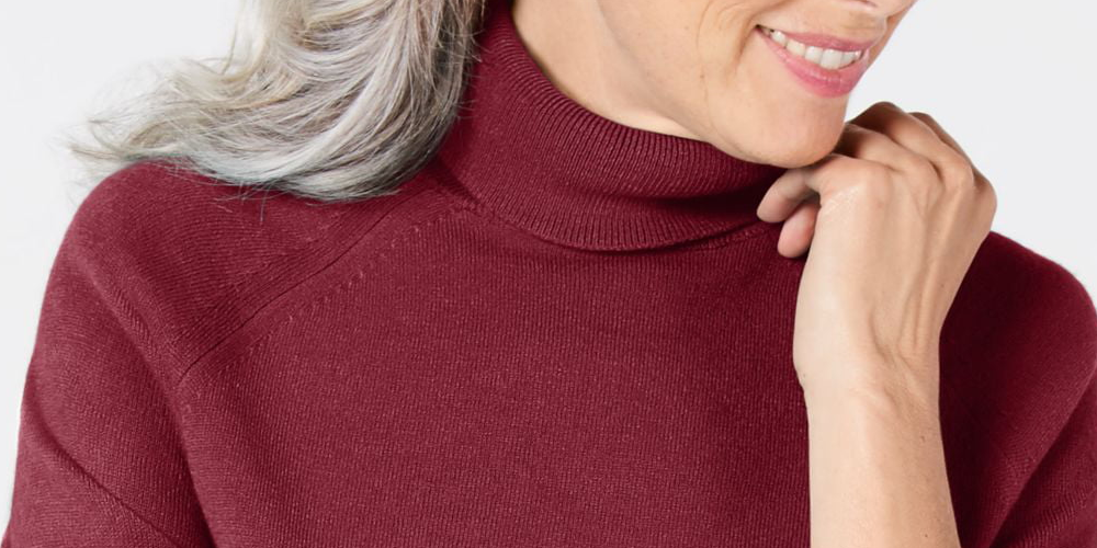 Karen Scott Suéter Feminino Manga Longa Gola Alta Vermelho Tamanho Pequeno X-Grande