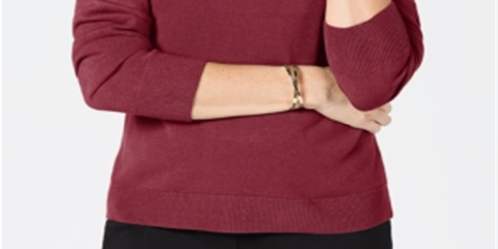 Karen Scott Suéter Feminino Manga Longa Gola Alta Vermelho Tamanho Pequeno X-Grande