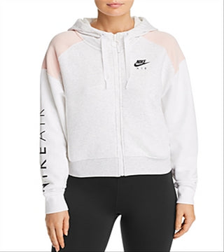 Moletom com capuz Nike feminino com zíper completo, branco, tamanho G