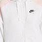 Moletom com capuz Nike feminino com zíper completo, branco, tamanho G