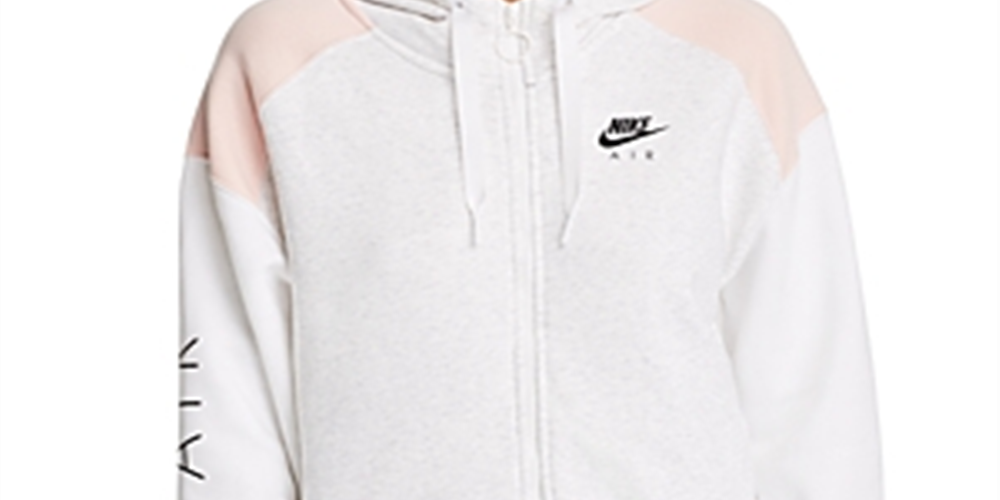 Moletom com capuz Nike feminino com zíper completo, branco, tamanho G