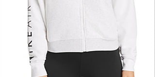 Moletom com capuz Nike feminino com zíper completo, branco, tamanho G