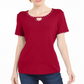 Karen Scott Top Feminino com Tachas e Decote em V Vermelho Tamanho XS