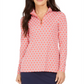 Camiseta feminina Charter Club estampada com meio zíper - Tuscon Coral Combo tamanho pequeno