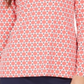 Camiseta feminina Charter Club estampada com meio zíper - Tuscon Coral Combo tamanho pequeno