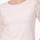 Charter Club Top feminino de renda pequena com manga 3/4, rosa, tamanho pequeno GG