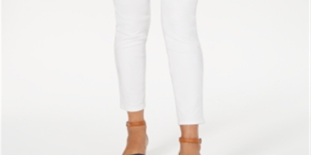 Jeans skinny feminino estilo &amp; co, tamanho 2, branco, com ajuste curvilíneo e controle de barriga, tamanho P