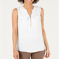 Blusa utilitária feminina com zíper frontal, branca, tamanho XS