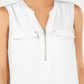 Blusa utilitária feminina com zíper frontal, branca, tamanho XS