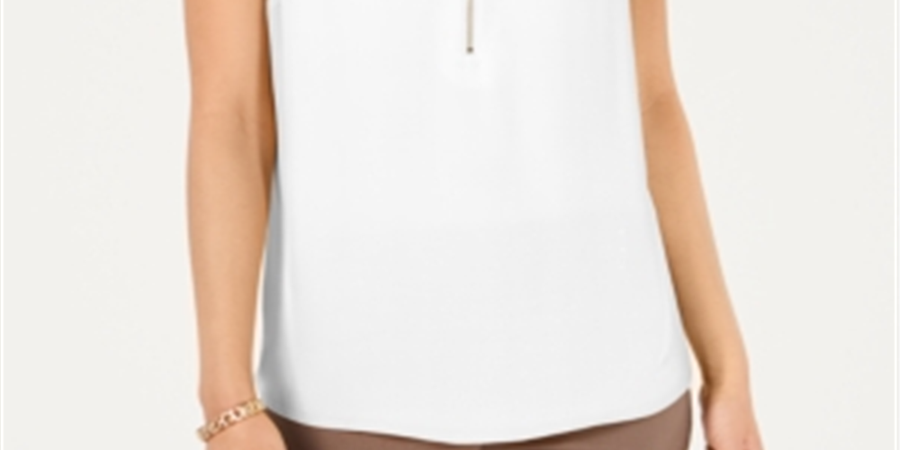 Blusa utilitária feminina com zíper frontal, branca, tamanho XS