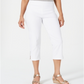 Calça capri feminina JM Collection Petite com bainha enfeitada - Branco brilhante, tamanho pequeno P