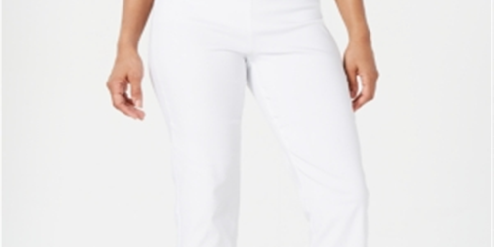 Calça capri feminina JM Collection Petite com bainha enfeitada - Branco brilhante, tamanho pequeno P