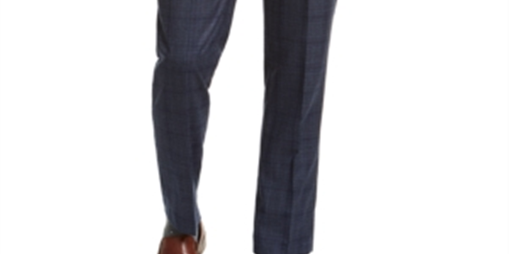 Calça Calvin Klein Masculina Windowpane Xadrez Slim Fit Azul Tamanho 29X29