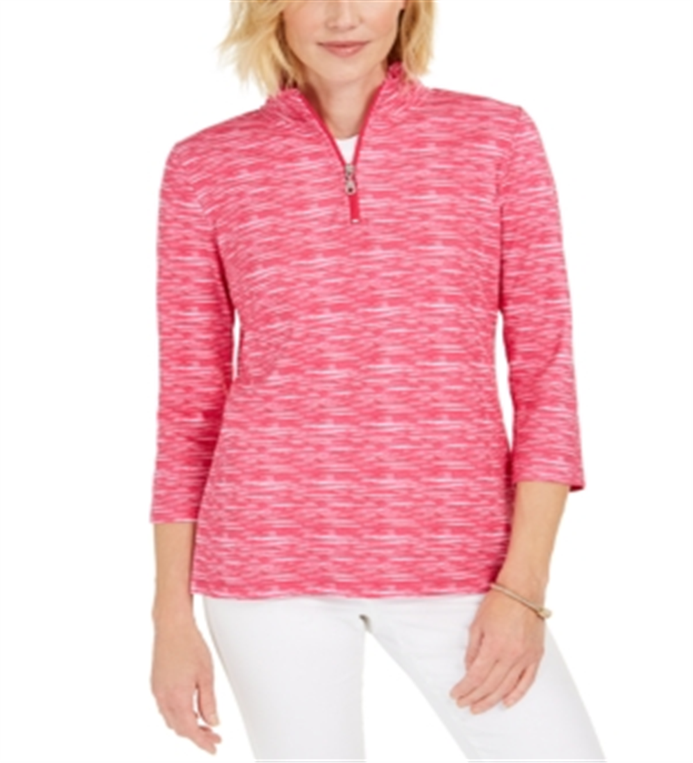 Karen Scott Suéter Feminino com Zíper e Gola Rosa Tamanho Pequeno P/M