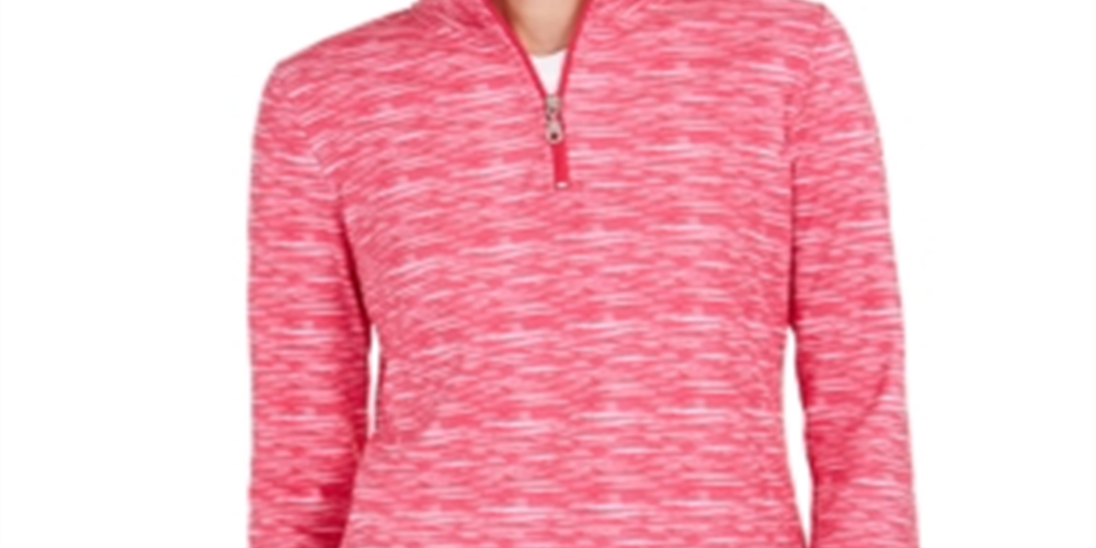 Karen Scott Suéter Feminino com Zíper e Gola Rosa Tamanho Pequeno P/M