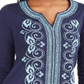 Túnica feminina bordada com decote dividido, azul, tamanho extragrande, Charter Club