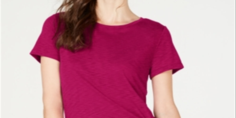 Camiseta feminina INC Petite com franzido lateral rosa tamanho Petite S