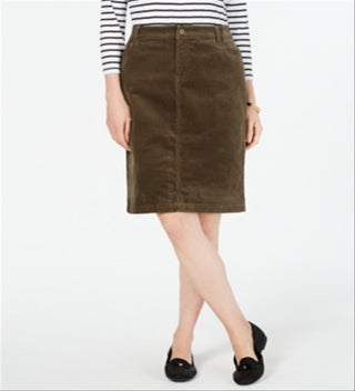 Saia de veludo cotelê com controle de barriga Charter Club feminina - Verde Região, tamanho 8