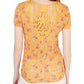 Blusa feminina Ultra Flirt com decote em V e renda nas costas, tamanho médio, dourada