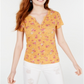Blusa feminina Ultra Flirt com decote em V e renda nas costas, tamanho médio, dourada