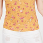 Blusa feminina Ultra Flirt com decote em V e renda nas costas, tamanho médio, dourada