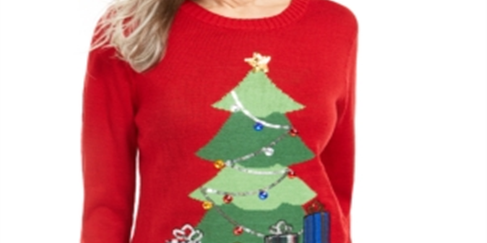 Karen Scott Suéter Feminino Midnight Presents Vermelho Combinado Tamanho 2XL