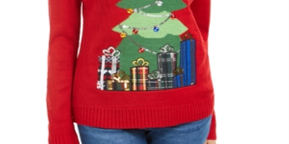 Karen Scott Suéter Feminino Midnight Presents Vermelho Combinado Tamanho 2XL