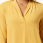 Top feminino Charter Club com manga 3/4, amarelo, tamanho médio