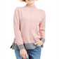 Karen Scott Suéter Feminino Erin Cotton Colorblocked Gola Mock Rosa Chá Combinação Tamanho XS