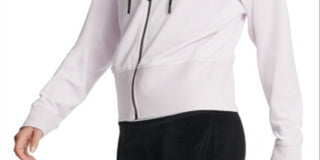 Moletom com capuz feminino DKNY Sport Logo-Cuff com zíper, rosa, tamanho grande